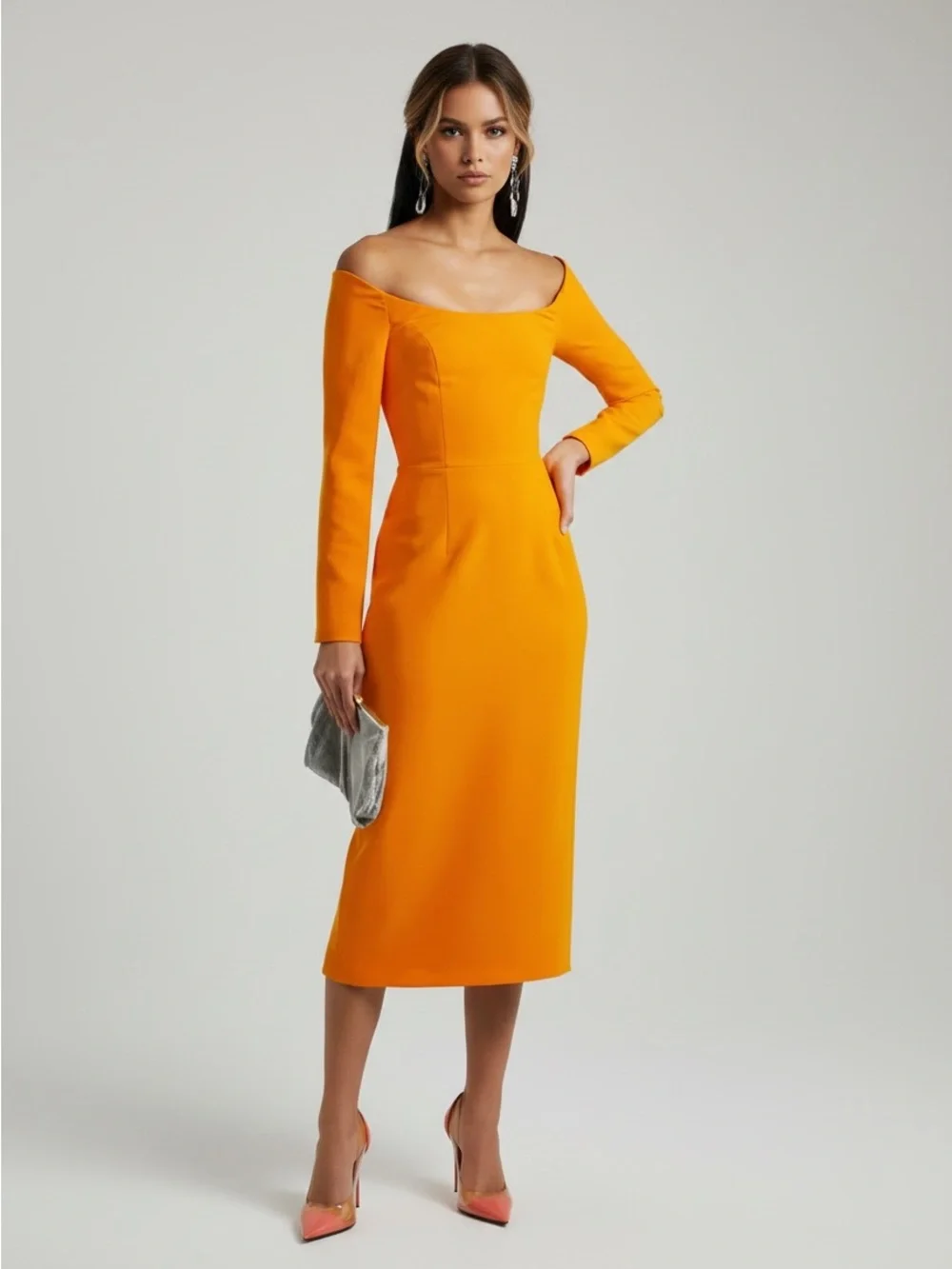 Carolina Herrera Off The Shoulder Midi Dress - Picture 2 of 16